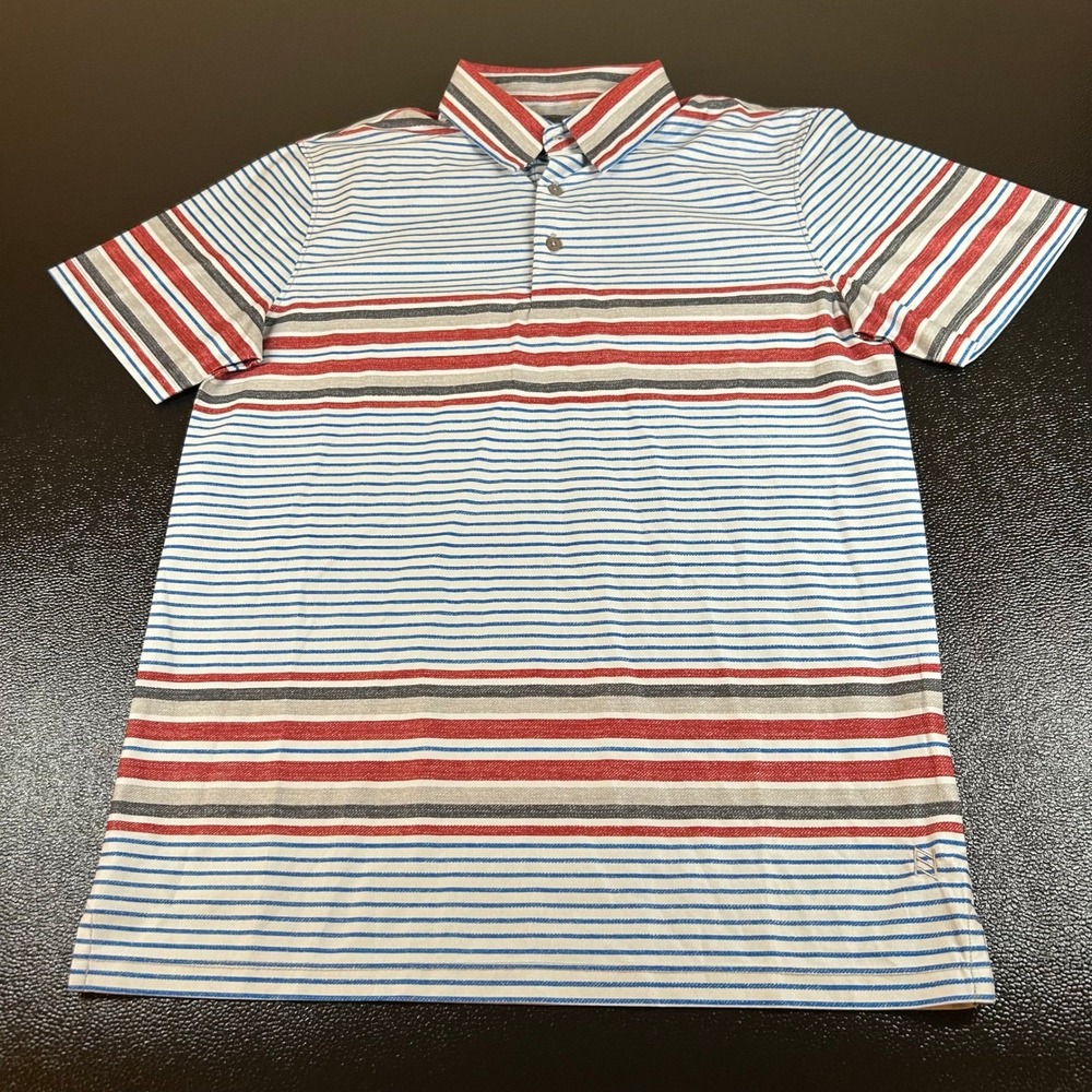Zyia Active Polo Shirt Mens Small Multicolor Striped Performance Short Sleeve